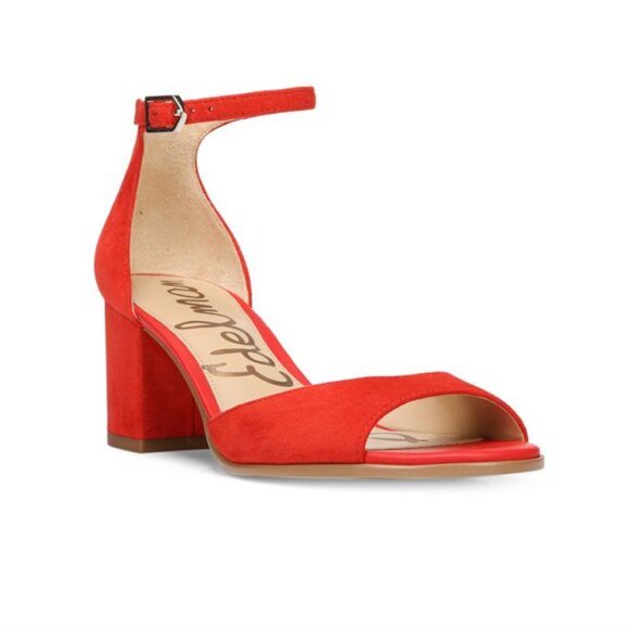 Sam Edelman Susie Red Suede Heel Sandals - womens 6.5 - Picture 1 of 8